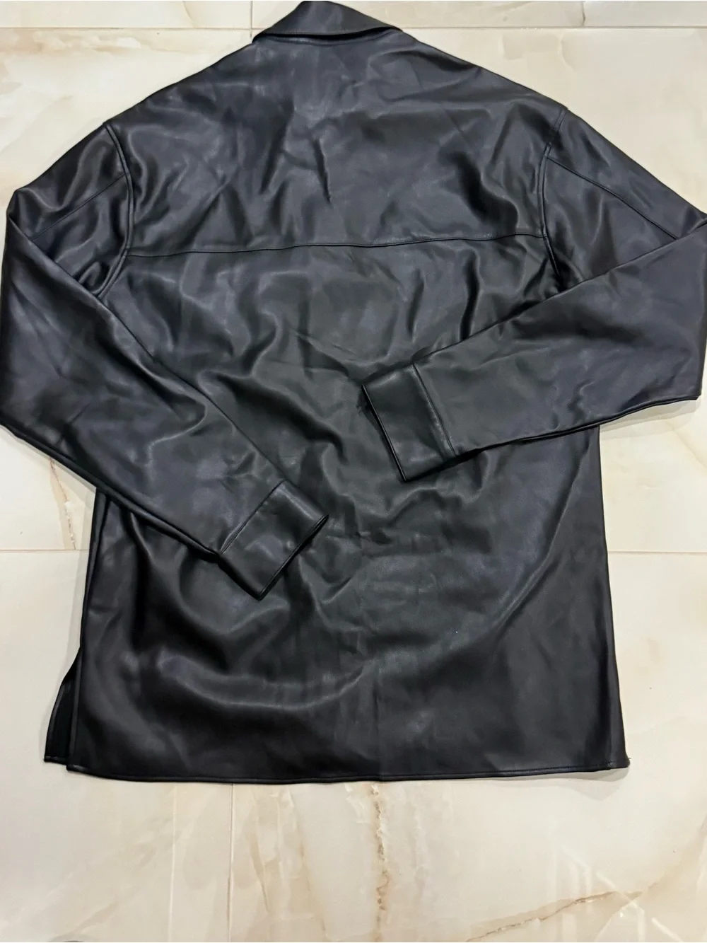 ZARA Black Faux-Leather Lightweight Shacket